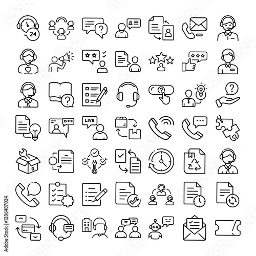 Customer Support Icons Service, Help, Assistance, Communication, Feedback