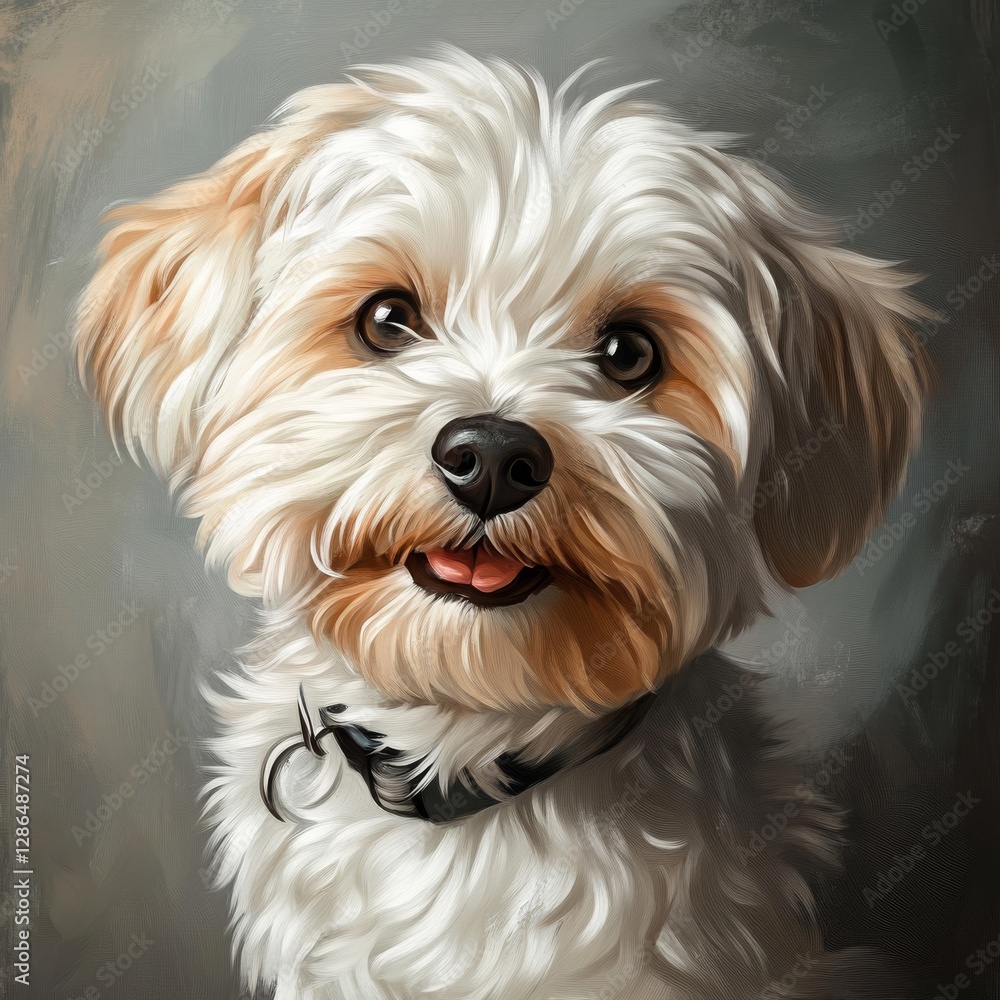 dog portrait realistic on nature