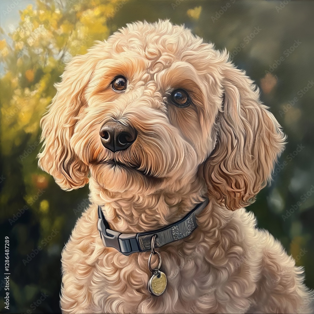 dog portrait realistic on nature