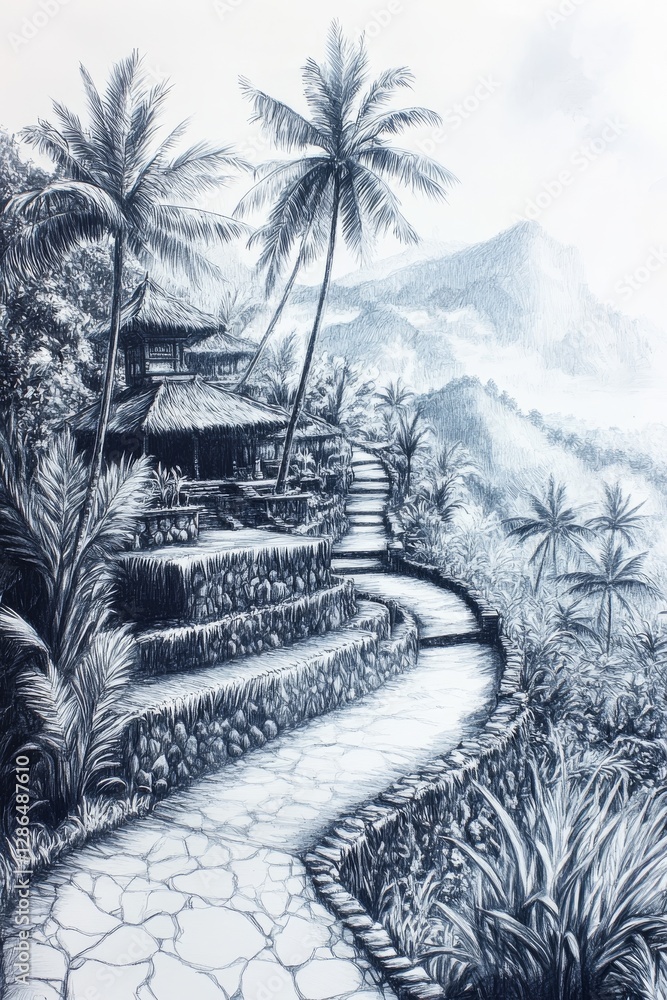 Draw inspired of bali s landscapes