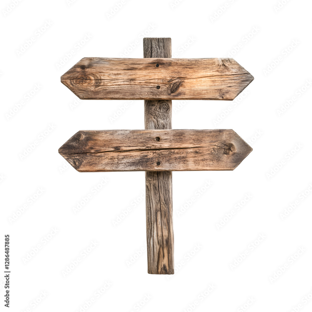 Rustic Wooden Signpost Guiding the Way Blank Arrows Adventure Journey Rustic Wooden Signpost Guiding the Way Blank Arrows Adventure Journey