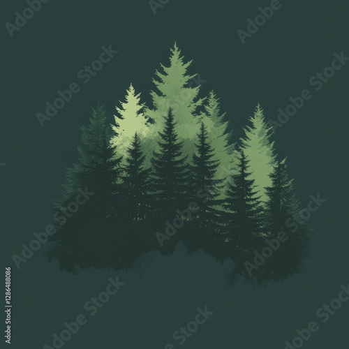 Forest minimal cartoon dark green