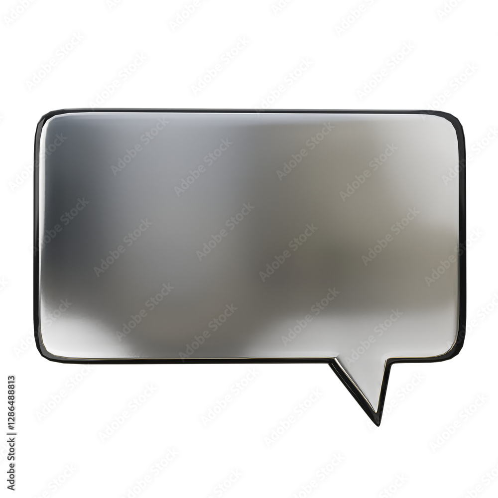Naklejka premium 3D Metallic Speech Bubble Graphic Design Silver Concept Materials