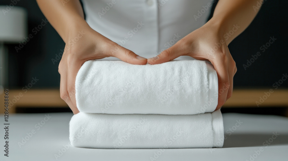 Daily bed making and care concept with organized linen for hygiene and tidiness in interior design Daily bed making and care concept with organized linen for hygiene and tidiness in interior design