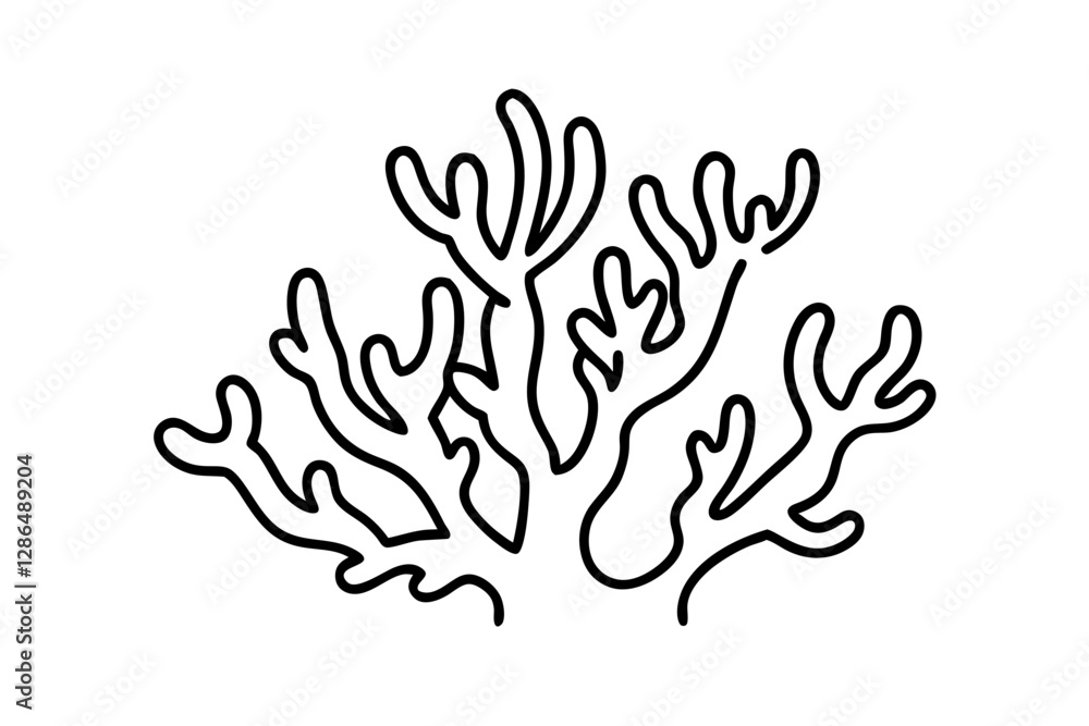 Abstract Line Art of Coral Reefs - Marine Life Vector Illustration Abstract Line Art of Coral Reefs - Marine Life Vector Illustration