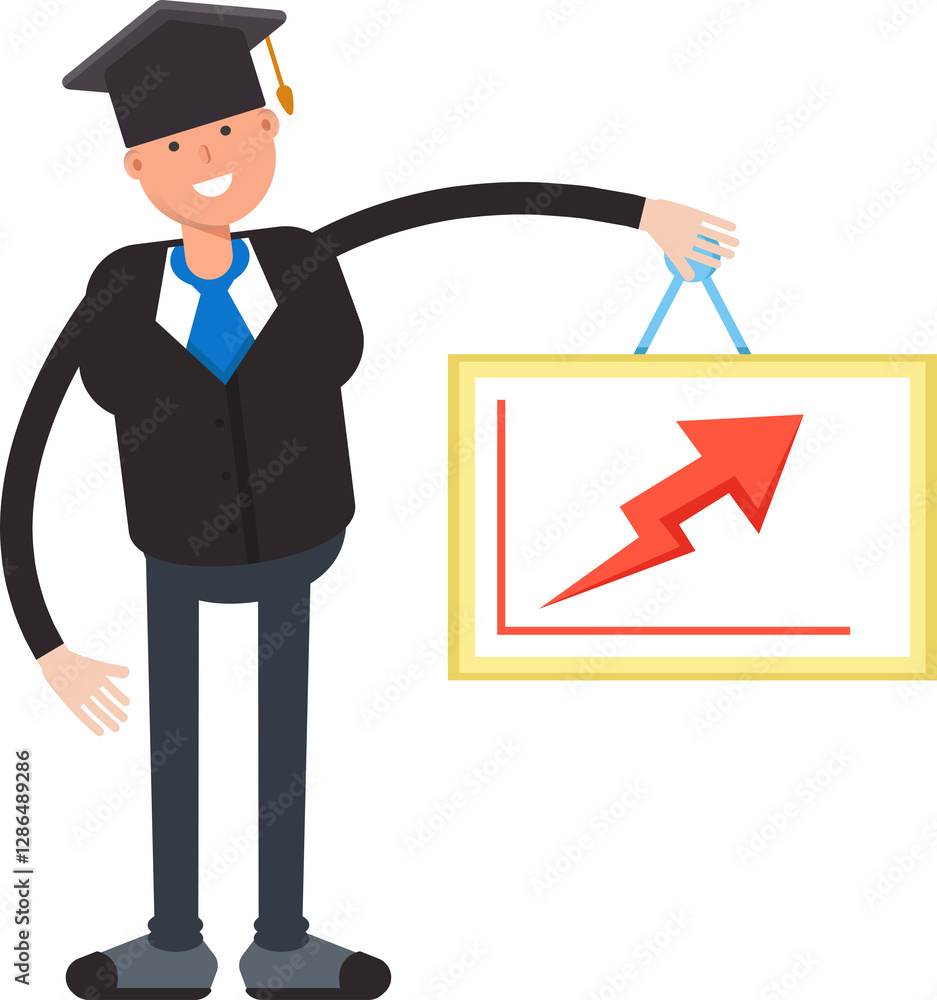 Graduated Student Character Holding Arrow Chart
Graduated Student Character Holding Arrow Chart