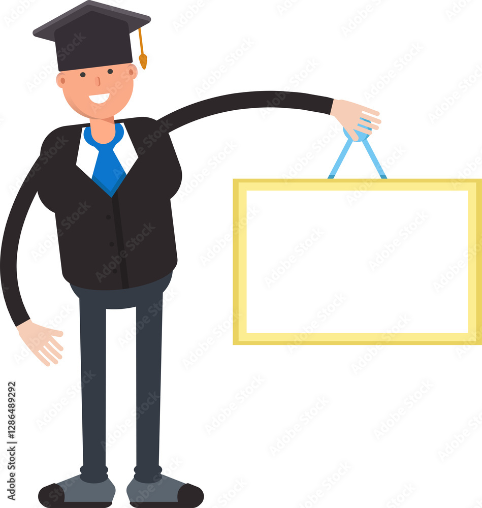Graduated Student Character Holding Blank Signage
Graduated Student Character Holding Blank Signage