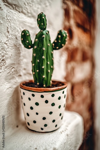 Obraz na płótnie Imitation oil painting cactus in a beautiful pot delicate colors minimalism modern w salonie