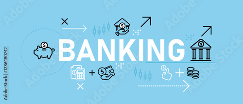 Banking monetary saving wealth management conceptual money saving piggybank dollar sign currency debit credit card wallet cash transfer payment financial icon design concept illustration