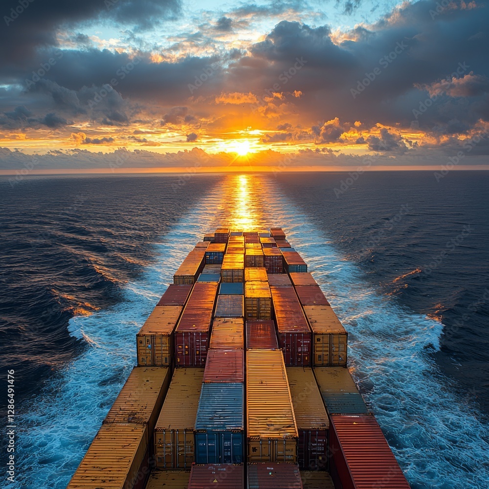 Photo of container ship on ocean