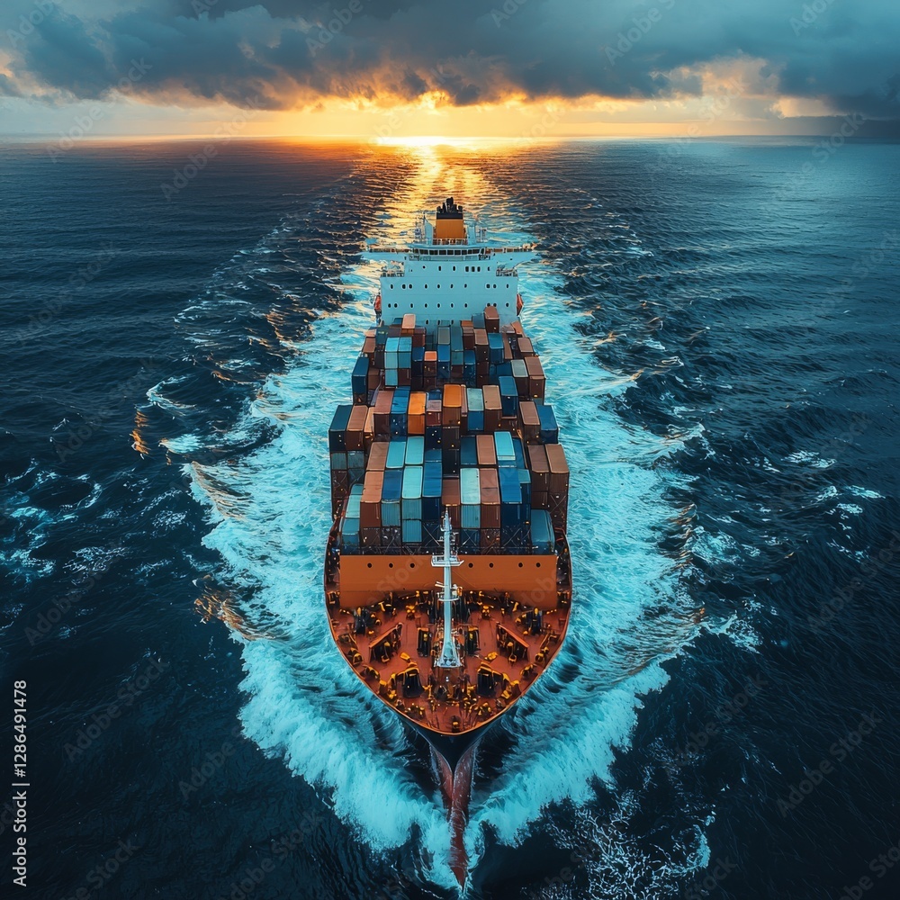 Photo of container ship on ocean