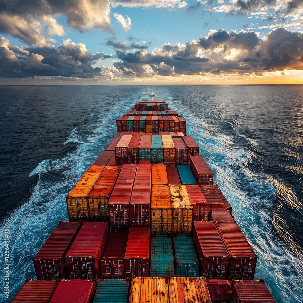 Photo of container ship on ocean