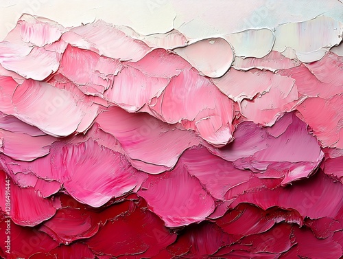 Wallpaper Mural Pink Impasto Mountain Landscape Soft Light. AI Generated Torontodigital.ca