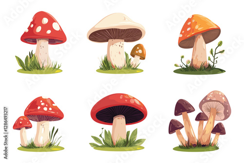 set of Mushroom Vector illustration isolated on a white background