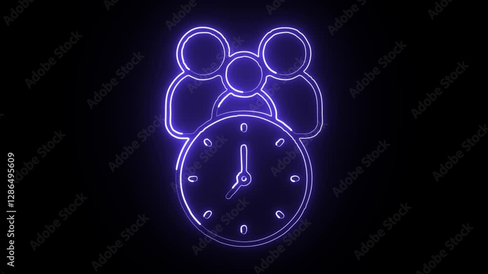 glowing neon spend time icon isolated on black background hd video motion graphic animation glowing neon spend time icon isolated on black background hd video motion graphic animation