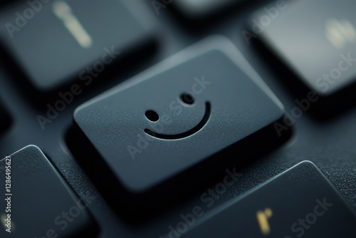 Obraz na płótnie Happy button on a keyboard w salonie