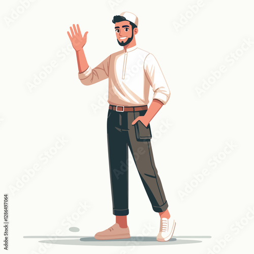vector muslim say hello