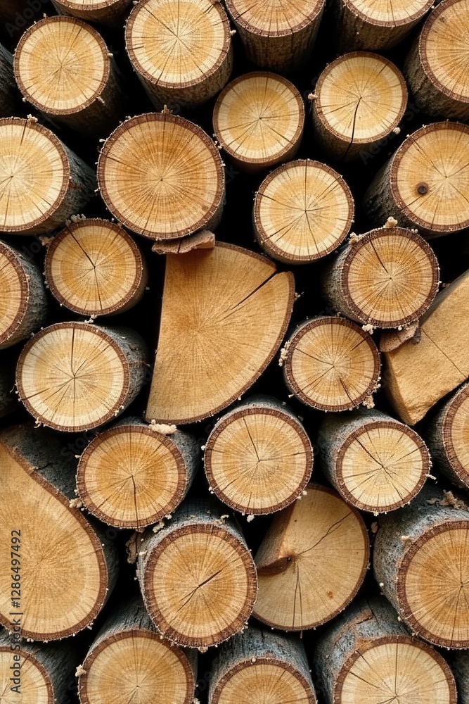 A Stack of Circularly Sawn Logs, Showing Their Natural Grain and Texture, Arranged in a Tightly Packed Configuration A Stack of Circularly Sawn Logs, Showing Their Natural Grain and Texture, Arranged in a Tightly Packed Configuration