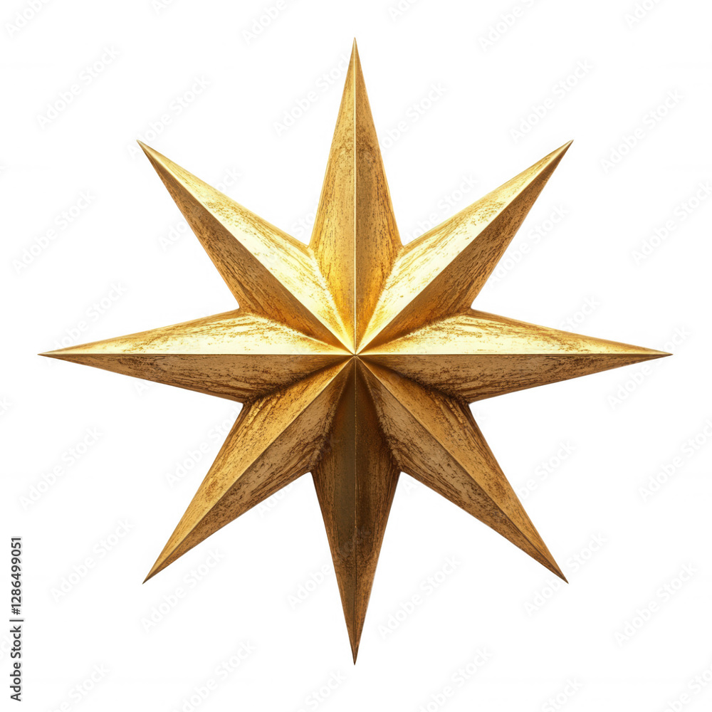 A Single Golden Star with Sharp Points, Placed Upright, Ideal for Luxury and Symbolic Designs A Single Golden Star with Sharp Points, Placed Upright, Ideal for Luxury and Symbolic Designs