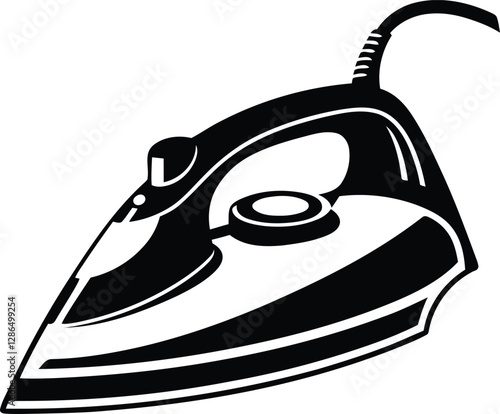 Modern Electric Iron silhouette vector illustration, Black color Electric Iron isolated vector icon design