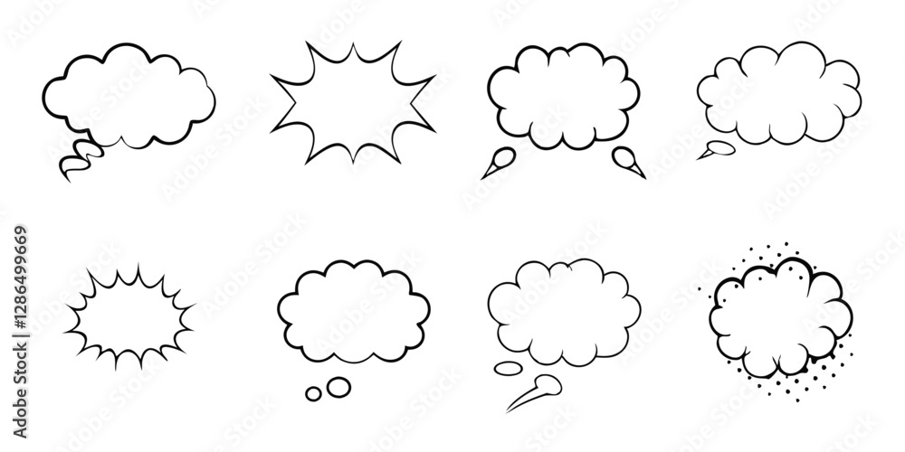 Fototapeta premium Hand-Drawn Grunge Speech Bubbles: Charcoal Chalk Doodle Vector Set