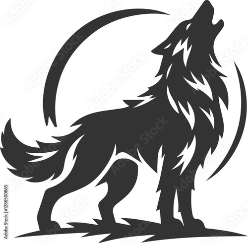 A wolf howling while pawing at the ground animal vector silhouette