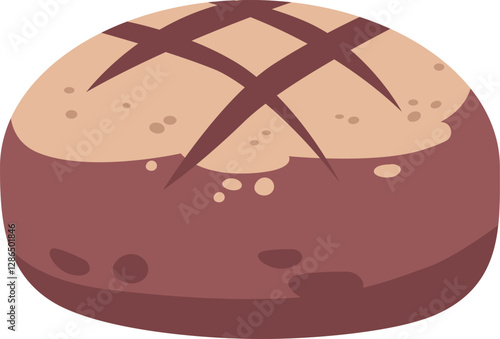 Black round bread vector illustration