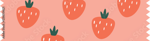 Tape with strawberry pattern vector illustration