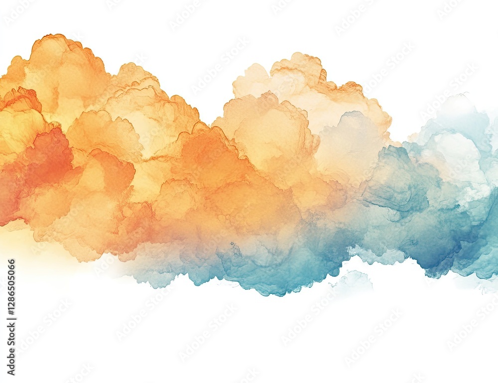 Obraz premium Abstract watercolor cloudscape, soft colors, horizontal format