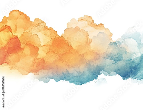 Abstract watercolor cloudscape, soft colors, horizontal format photo