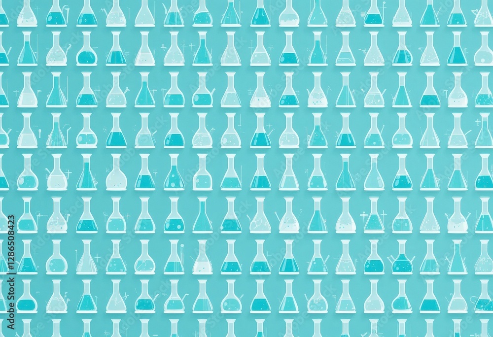 Modern Minimalist Vector Illustration Laboratory Glassware Pattern Pastel Blue Background - Science Education, Chemistry, Abstract Design, Spring Theme Educational Materials Visual Aids Modern Minimalist Vector Illustration Laboratory Glassware Pattern Pastel Blue Background - Science Education, Chemistry, Abstract Design, Spring Theme Educational Materials Visual Aids