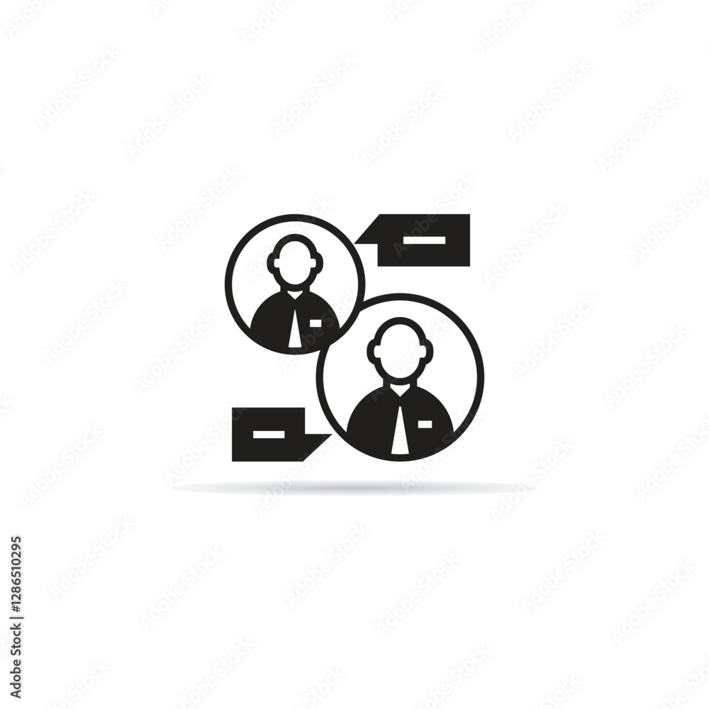 businessman meeting and consulting icon with shadow on white background businessman meeting and consulting icon with shadow on white background