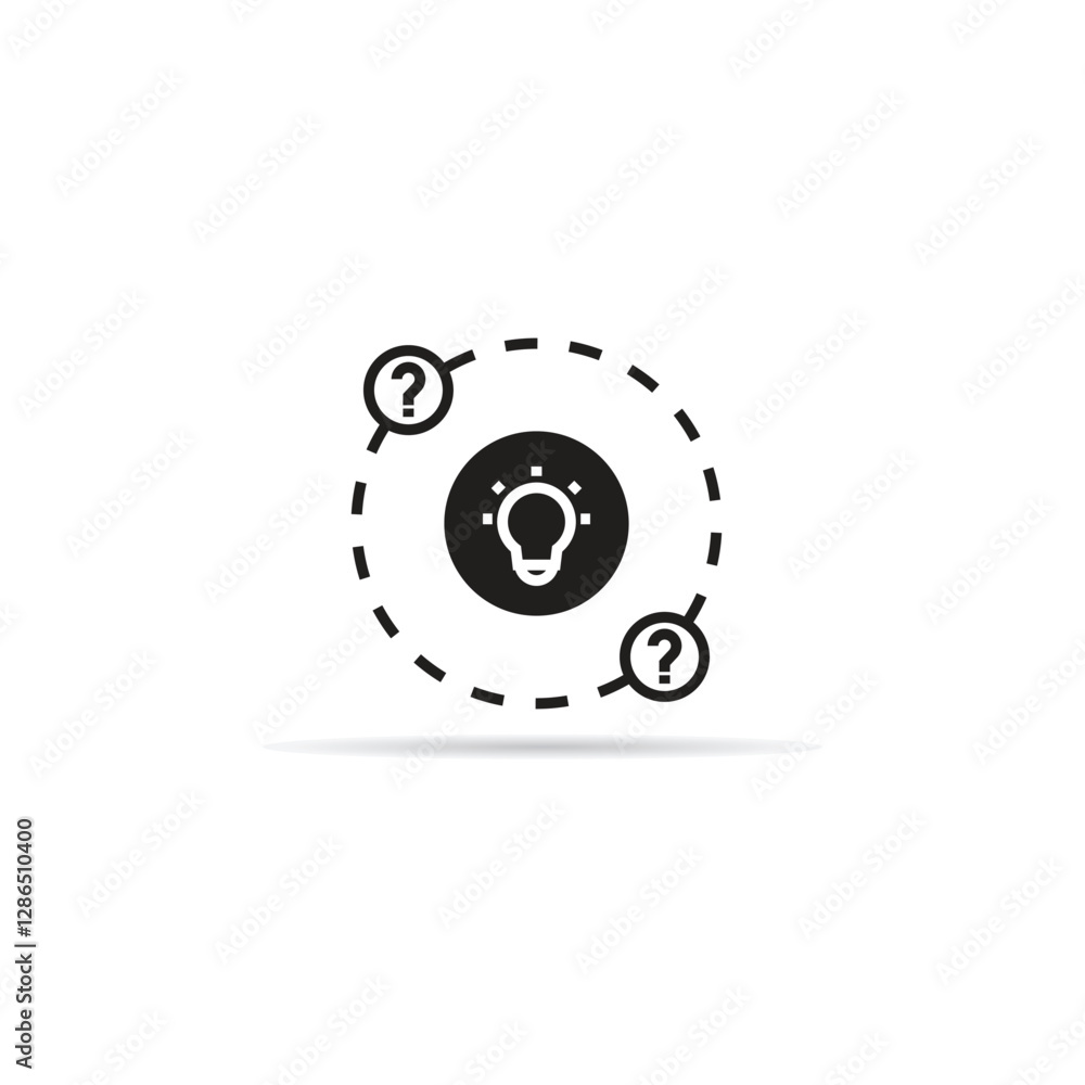 light bulb and question mark icon with shadow on white background light bulb and question mark icon with shadow on white background