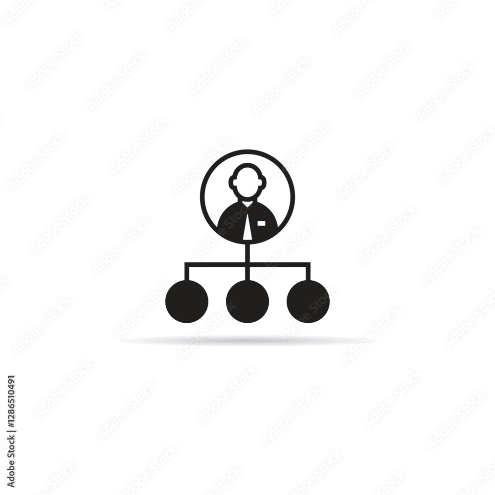 organization chart icon with shadow on white background organization chart icon with shadow on white background