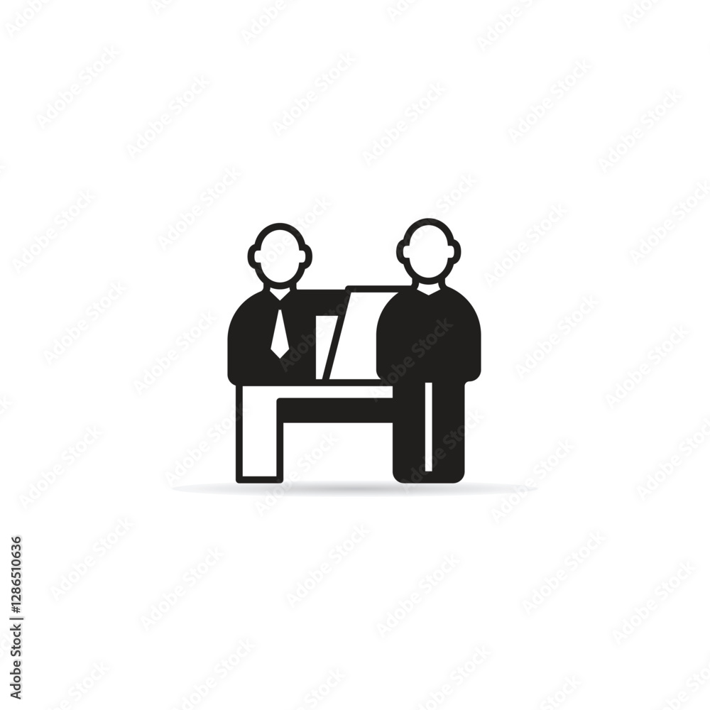 job interview icon with shadow on white background job interview icon with shadow on white background