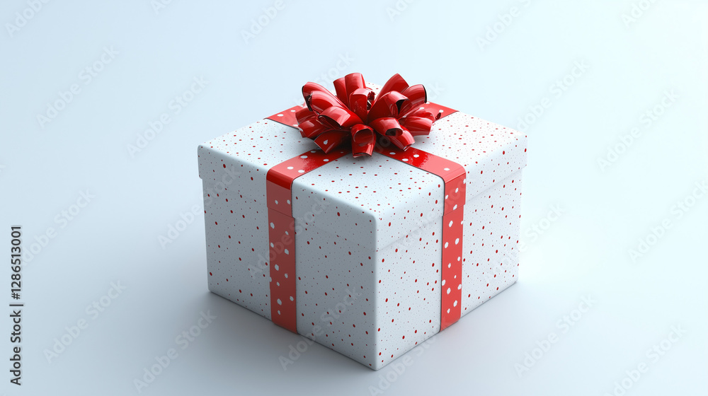 Obraz premium Gift Box on White, 3D Illustration, Centered, Even Lighting