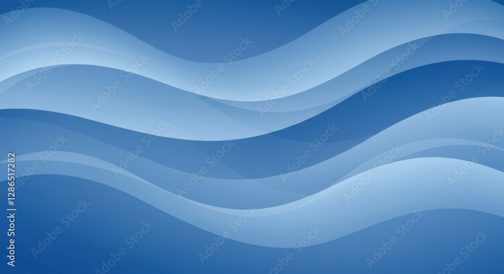 Fototapeta premium abstract blue waves, fluid curves, smooth gradients, minimalist design, soothing tones, undulating patterns, digital art, soft flowing lines, seamless texture, calming background, ocean-inspired, geom