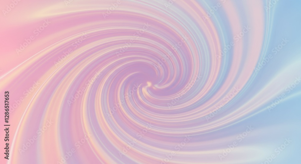 Fototapeta premium Pastel swirl, soft colors, abstract spiral, dreamy texture, ethereal pattern, gentle gradient, holographic effect, iridescent background, smooth curves, hypnotic design, muted tones, wispy clouds, cos