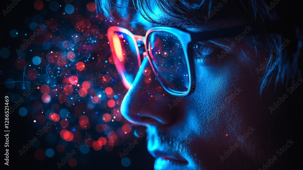 Vibrant Portrait of a Man with Glasses Vibrant Portrait of a Man with Glasses