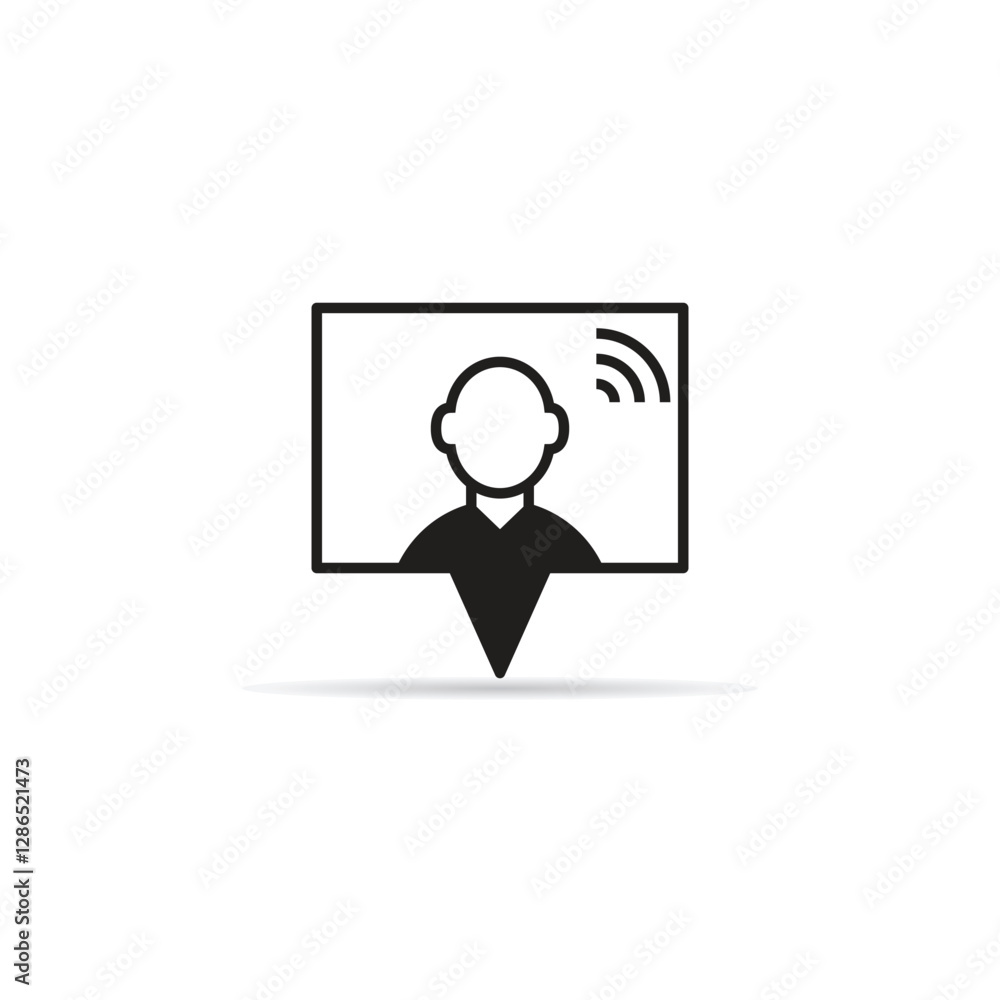 user in speech bubble icon with shadow on white background user in speech bubble icon with shadow on white background
