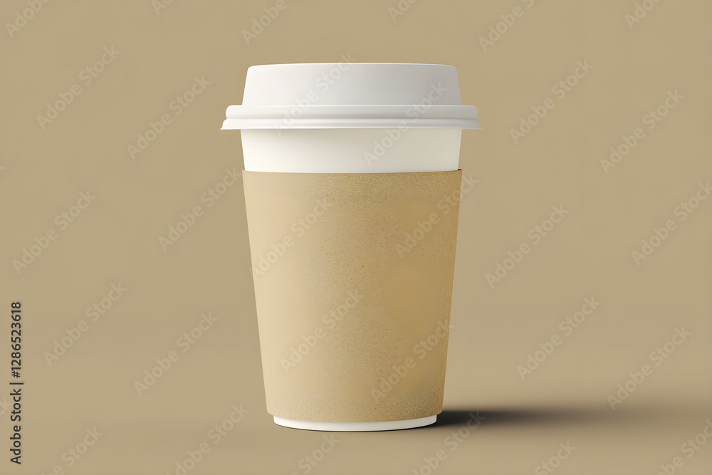 Warm coffee cup resting on a plain background showcasing simple design in a cozy setting perfect for mockup. Warm coffee cup resting on a plain background showcasing simple design in a cozy setting perfect for mockup.