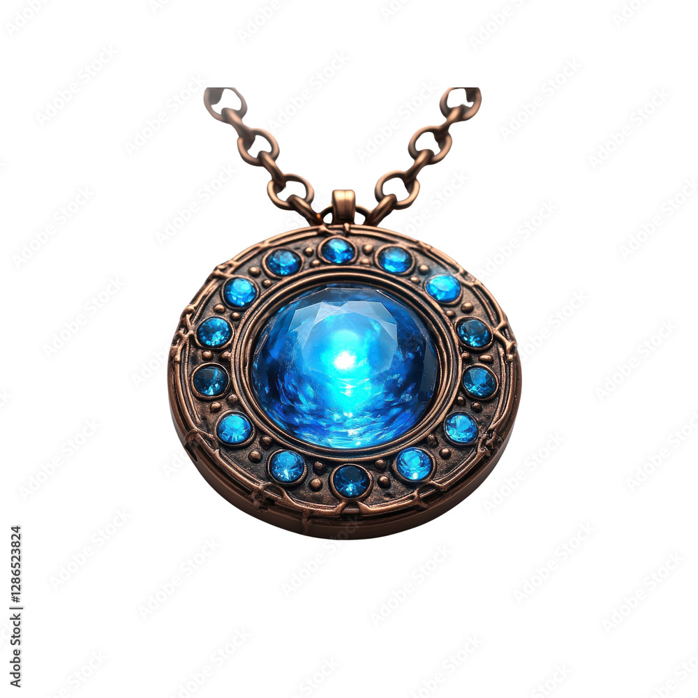 Luminous Blue Gemstone Pendant Necklace Mystical Copper and Sapphire Jewelry Luminous Blue Gemstone Pendant Necklace Mystical Copper and Sapphire Jewelry