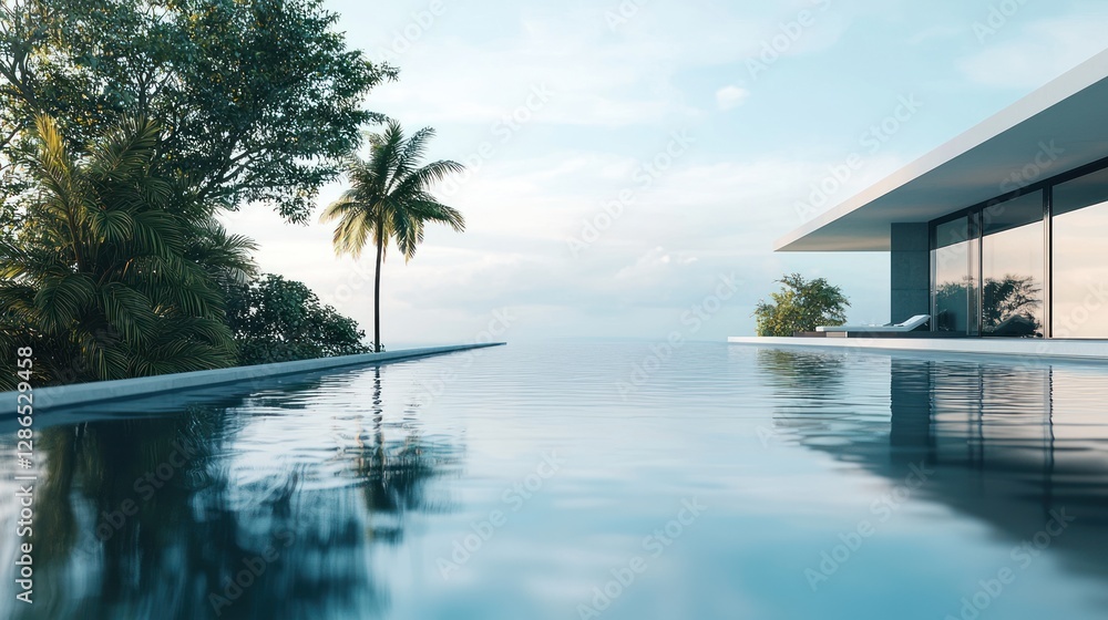 Fototapeta premium Luxury Infinity Pool Overlooking the Ocean