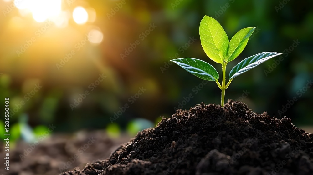 Fototapeta premium Organic financial success represented by a natural bar chart amidst a lush verdant environment filled with glowing sunlight filtering through the foliage symbolizing growth sustainability