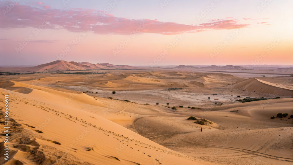 beautiful desert landscape with golden dunes, showcasing serene beauty of nature at sunset. warm colors create tranquil atmosphere, perfect for relaxation and reflection beautiful desert landscape with golden dunes, showcasing serene beauty of nature at sunset. warm colors create tranquil atmosphere, perfect for relaxation and reflection