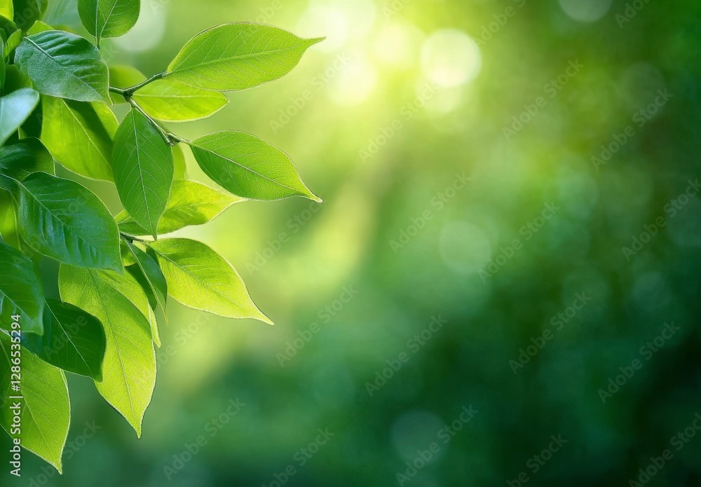 Obraz premium Fresh Green Leaves with Water Droplets