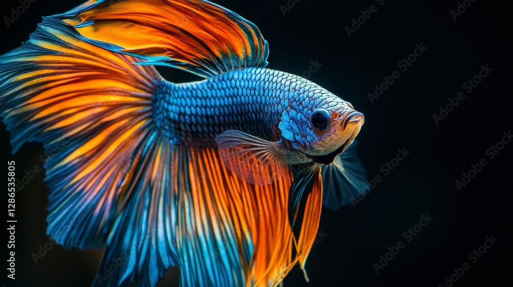 Fototapeta premium Stunning Betta Fish Vibrant Colors Aquarium Macro