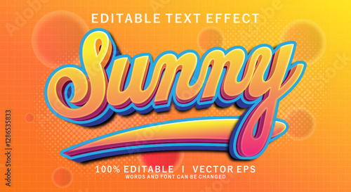 sunny 3d vector text effect with modern style design