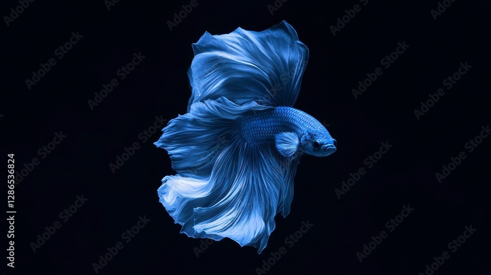 Naklejka premium Elegant Blue Siamese Fighting Fish Aquatic Life Underwater Photography