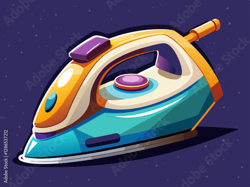 vector of  Steam iron is working